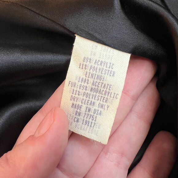 Vtg 90s Betsey Johnson Black Label Faux Fur Penny Lane Duster Coat Black Size S - Picture 7 of 7